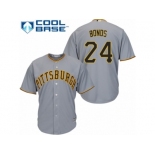 Men's Majestic Pittsburgh Pirates #24 Barry Bonds Replica Grey Road Cool Base MLB Jersey