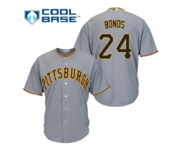 Men's Majestic Pittsburgh Pirates #24 Barry Bonds Replica Grey Road Cool Base MLB Jersey