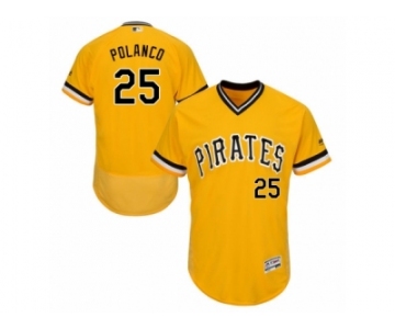 Men's Majestic Pittsburgh Pirates #25 Gregory Polanco Gold Flexbase Authentic Collection MLB Jersey