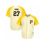 Men's Majestic Pittsburgh Pirates #27 Jung-ho Kang Replica Cream Gold Exclusive MLB Jersey