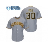 Men's Majestic Pittsburgh Pirates #30 Neftali Feliz Authentic Grey Road Cool Base MLB Jersey