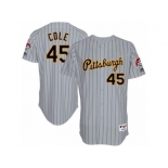 Men's Majestic Pittsburgh Pirates #45 Gerrit Cole Replica Grey 1997 Turn Back The Clock MLB Jersey