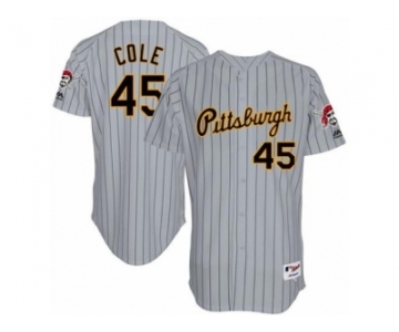 Men's Majestic Pittsburgh Pirates #45 Gerrit Cole Replica Grey 1997 Turn Back The Clock MLB Jersey