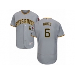 Men's Majestic Pittsburgh Pirates #6 Starling Marte Grey Flexbase Authentic Collection MLB Jersey