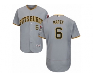 Men's Majestic Pittsburgh Pirates #6 Starling Marte Grey Flexbase Authentic Collection MLB Jersey