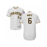 Men's Majestic Pittsburgh Pirates #6 Starling Marte White Flexbase Authentic Collection MLB Jersey