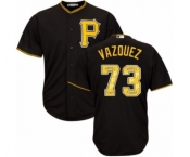 Men's Majestic Pittsburgh Pirates #73 Felipe Vazquez Authentic Black Team Logo Fashion Cool Base MLB Jersey