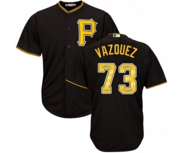 Men's Majestic Pittsburgh Pirates #73 Felipe Vazquez Authentic Black Team Logo Fashion Cool Base MLB Jersey