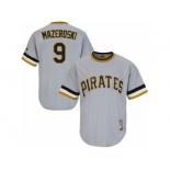 Men's Majestic Pittsburgh Pirates #9 Bill Mazeroski Replica Grey Cooperstown Throwback MLB Jersey