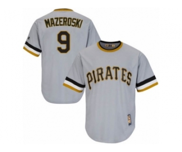 Men's Majestic Pittsburgh Pirates #9 Bill Mazeroski Replica Grey Cooperstown Throwback MLB Jersey