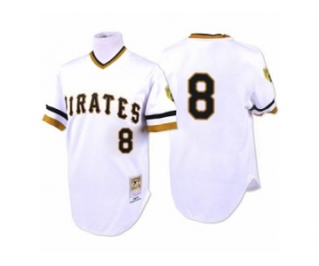 Men's Mitchell and Ness 1971 Pittsburgh Pirates #8 Willie Stargell Replica White Throwback MLB Jersey