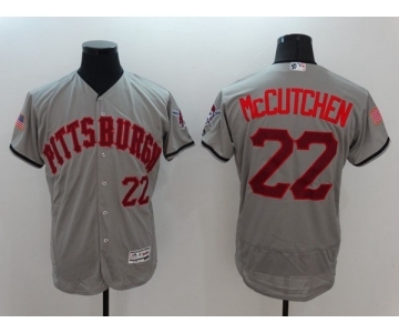 Men's Pittsburgh Pirates #22 Andrew McCutchen Majestic Gray Fashion Stars & Stripes Flex Base Player Jersey