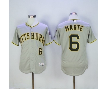 Men's Pittsburgh Pirates #6 Starling Marte Majestic Grey Flexbase Authentic Collection Player Jersey