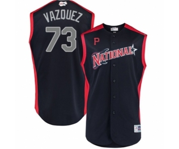 Men's Pittsburgh Pirates #73 Felipe Vazquez Authentic Navy Blue National League 2019 Baseball All-Star Jersey