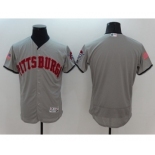 Men's Pittsburgh Pirates Blank Majestic Gray Fashion Stars & Stripes Flex Base Jersey