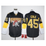 Pittsburgh Pirates #45 Gerrit Cole Black Long Sleeve Stitched Baseball Jersey