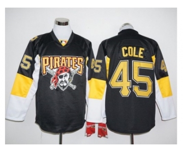 Pittsburgh Pirates #45 Gerrit Cole Black Long Sleeve Stitched Baseball Jersey