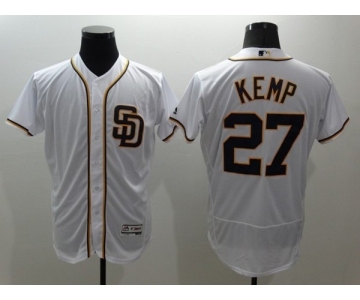 Men San Diego Padres #27 Matt Kemp Majestic White Flexbase Authentic Collection Jersey