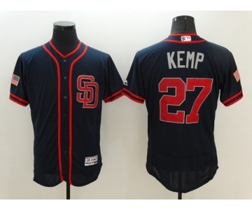 Men San Diego Padres #27 Matt Kemp Navy Stars & Stripes 2016 Independence Day Flex Base Jersey