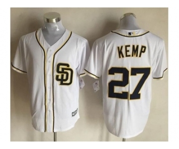 Men San Diego Padres #27 Matt Kemp White New Cool Base Stitched Baseball Jersey