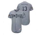 Men San Diego Padres Gray #13 50th Anniversary Manny Machado Flex Base Jersey