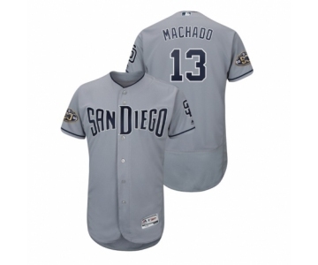 Men San Diego Padres Gray #13 50th Anniversary Manny Machado Flex Base Jersey