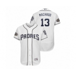 Men San Diego Padres White #13 50th Anniversary Manny Machado Flex Base Jersey