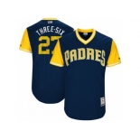 Men's 2017 Little League World Series Padres #27 Jered Weaver Three-Six Navy Jersey