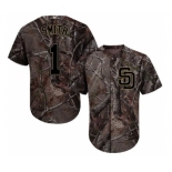 Men's Majestic San Diego Padres #1 Ozzie Smith Authentic Camo Realtree Collection Flex Base MLB Jersey