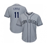 Men's Majestic San Diego Padres #11 Allen Craig Replica Grey Road Cool Base MLB Jersey