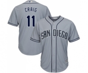 Men's Majestic San Diego Padres #11 Allen Craig Replica Grey Road Cool Base MLB Jersey