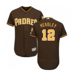 Men's Majestic San Diego Padres #12 Chase Headley Brown Alternate Flex Base Authentic Collection MLB Jersey