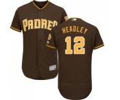 Men's Majestic San Diego Padres #12 Chase Headley Brown Alternate Flex Base Authentic Collection MLB Jersey