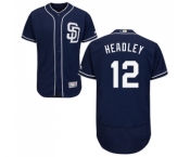 Men's Majestic San Diego Padres #12 Chase Headley Navy Blue Alternate Flex Base Authentic Collection MLB Jersey