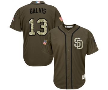 Men's Majestic San Diego Padres #13 Freddy Galvis Authentic Green Salute to Service MLB Jersey