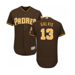 Men's Majestic San Diego Padres #13 Freddy Galvis Brown Alternate Flex Base Authentic Collection MLB Jersey