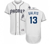 Men's Majestic San Diego Padres #13 Freddy Galvis White Home Flex Base Authentic Collection MLB Jersey