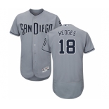 Men's Majestic San Diego Padres #18 Austin Hedges Authentic Grey Road Cool Base MLB Jersey