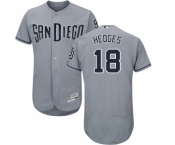 Men's Majestic San Diego Padres #18 Austin Hedges Authentic Grey Road Cool Base MLB Jersey