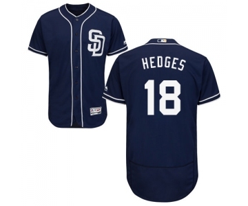 Men's Majestic San Diego Padres #18 Austin Hedges Navy Blue Alternate Flex Base Authentic Collection MLB Jersey