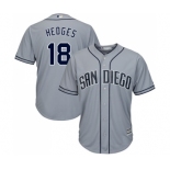 Men's Majestic San Diego Padres #18 Austin Hedges Replica Grey Road Cool Base MLB Jersey