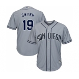 Men's Majestic San Diego Padres #19 Tony Gwynn Replica Grey Road Cool Base MLB Jersey