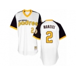 Men's Majestic San Diego Padres #2 Johnny Manziel Authentic White 1978 Turn Back The Clock MLB Jersey