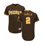 Men's Majestic San Diego Padres #2 Jose Pirela Brown Alternate Flex Base Authentic Collection MLB Jersey