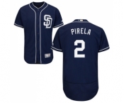 Men's Majestic San Diego Padres #2 Jose Pirela Navy Blue Alternate Flex Base Authentic Collection MLB Jersey