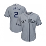 Men's Majestic San Diego Padres #2 Jose Pirela Replica Grey Road Cool Base MLB Jersey