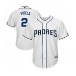 Men's Majestic San Diego Padres #2 Jose Pirela Replica White Home Cool Base MLB Jersey