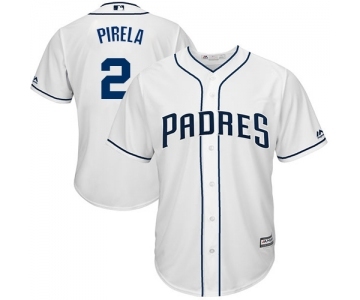 Men's Majestic San Diego Padres #2 Jose Pirela Replica White Home Cool Base MLB Jersey