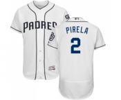 Men's Majestic San Diego Padres #2 Jose Pirela White Home Flex Base Authentic Collection MLB Jersey