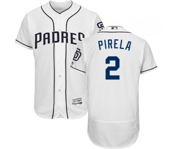 Men's Majestic San Diego Padres #2 Jose Pirela White Home Flex Base Authentic Collection MLB Jersey